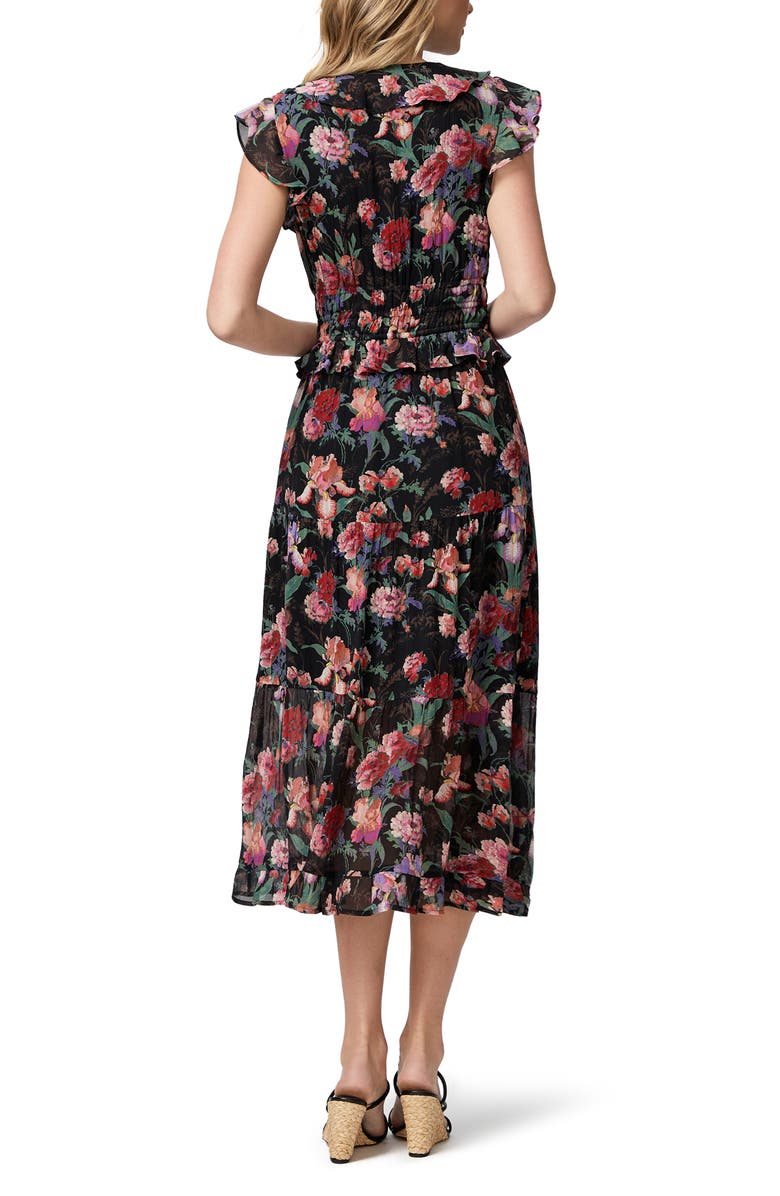 PAIGE Paradis Ruffle Silk Midi Dress, Alternate, color, 