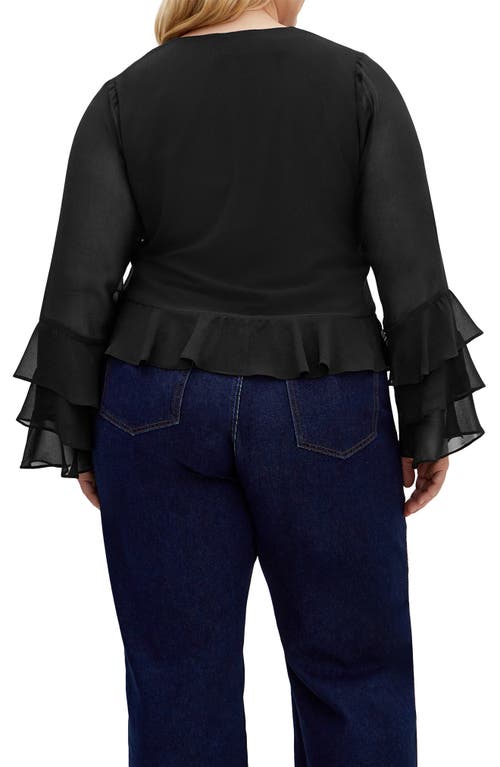 City Chic Trixie Ruffle Peplum Top In Black