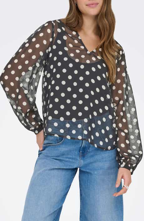 Only Fedja Polka Dot Long Sleeve Woven Top