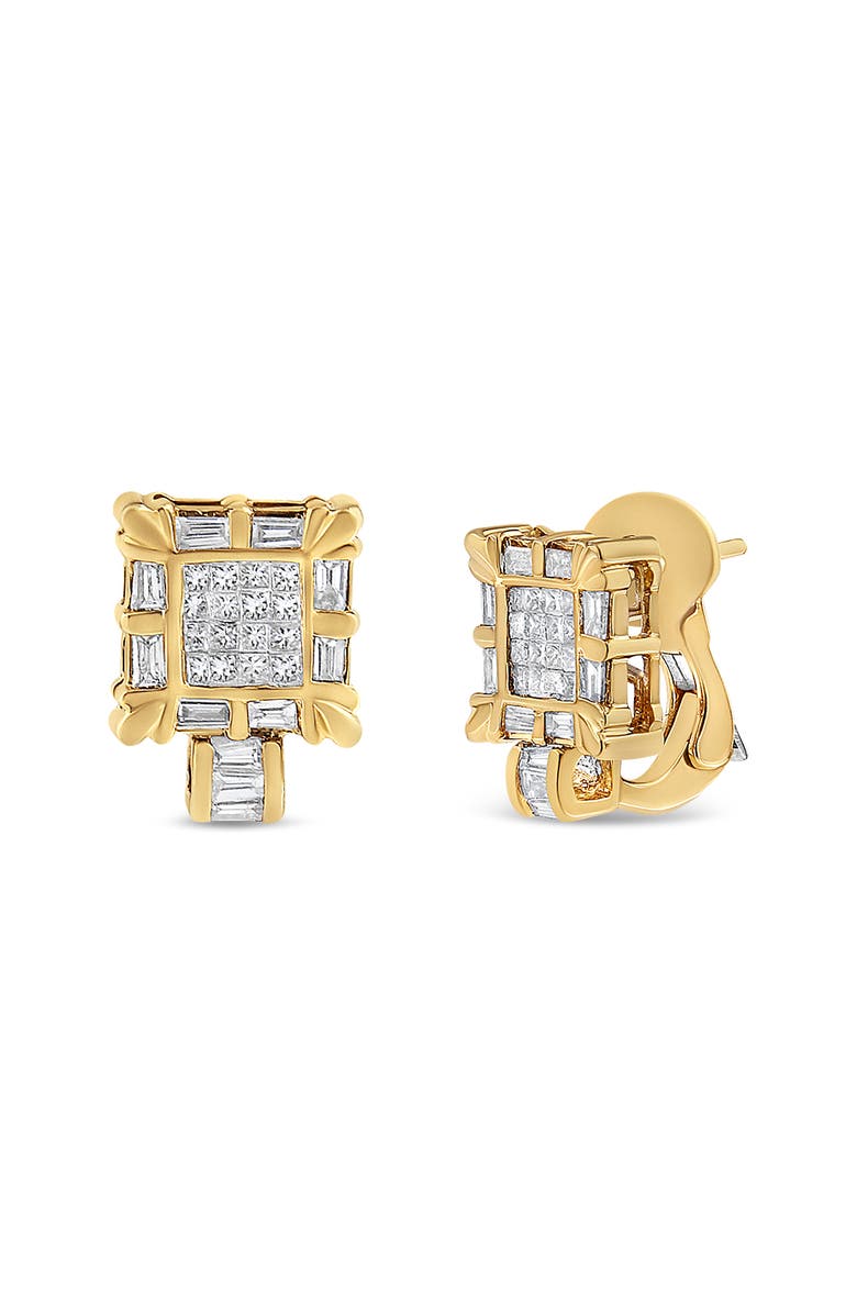 Haus of Brilliance 14K Yellow Gold 7/8 Cttw Diamond Huggie Hoop Omega Earrings, Main, color, Yellow