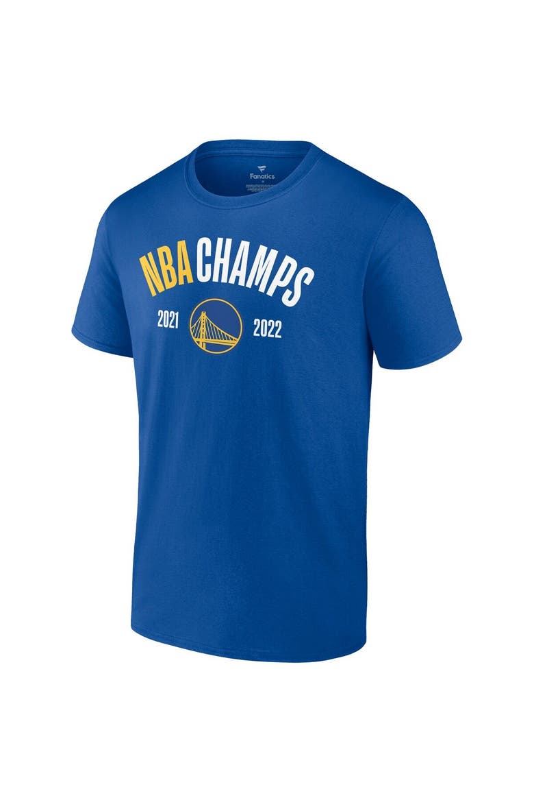 Men's Fanatics Branded Royal Golden State Warriors 2022 NBA Finals Champions Final Buzzer Jersey Roster T-Shirt, Alternate, color, Royal