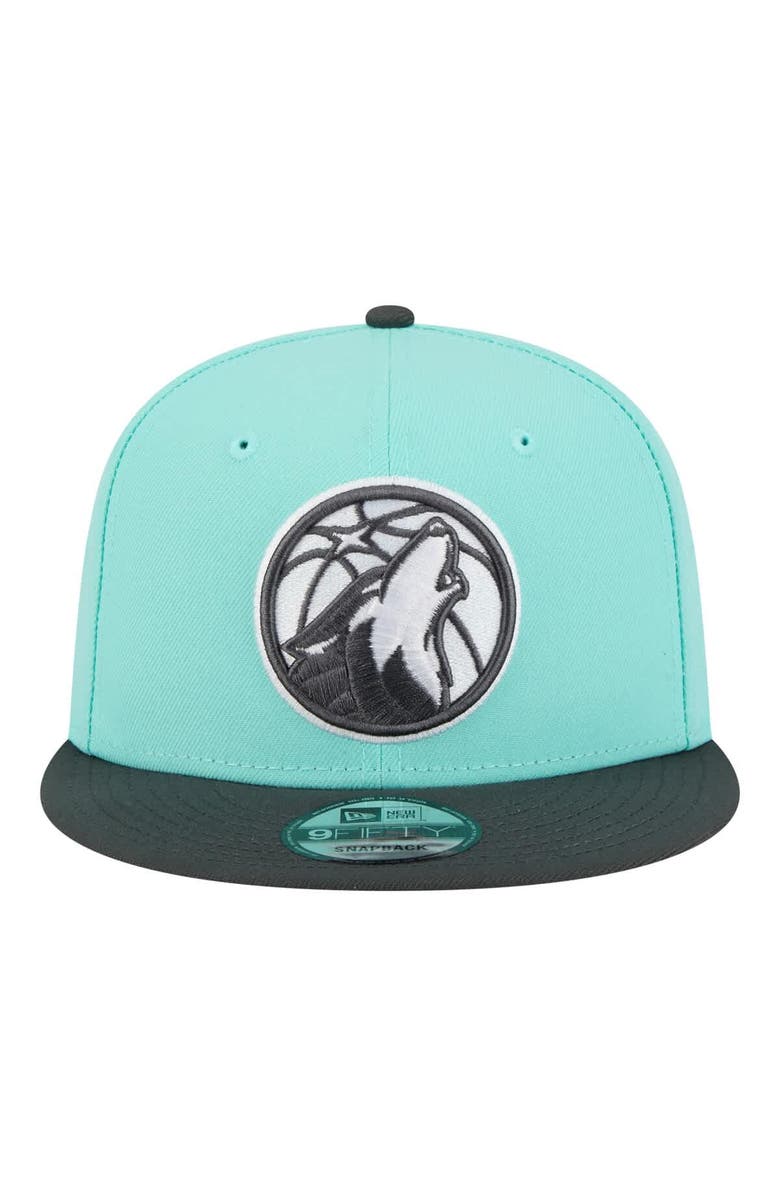 New Era Men's New Era Turquoise/Charcoal Minnesota Timberwolves Color Pack Two-Tone 9FIFTY Snapback Hat, Alternate, color, Turquoise