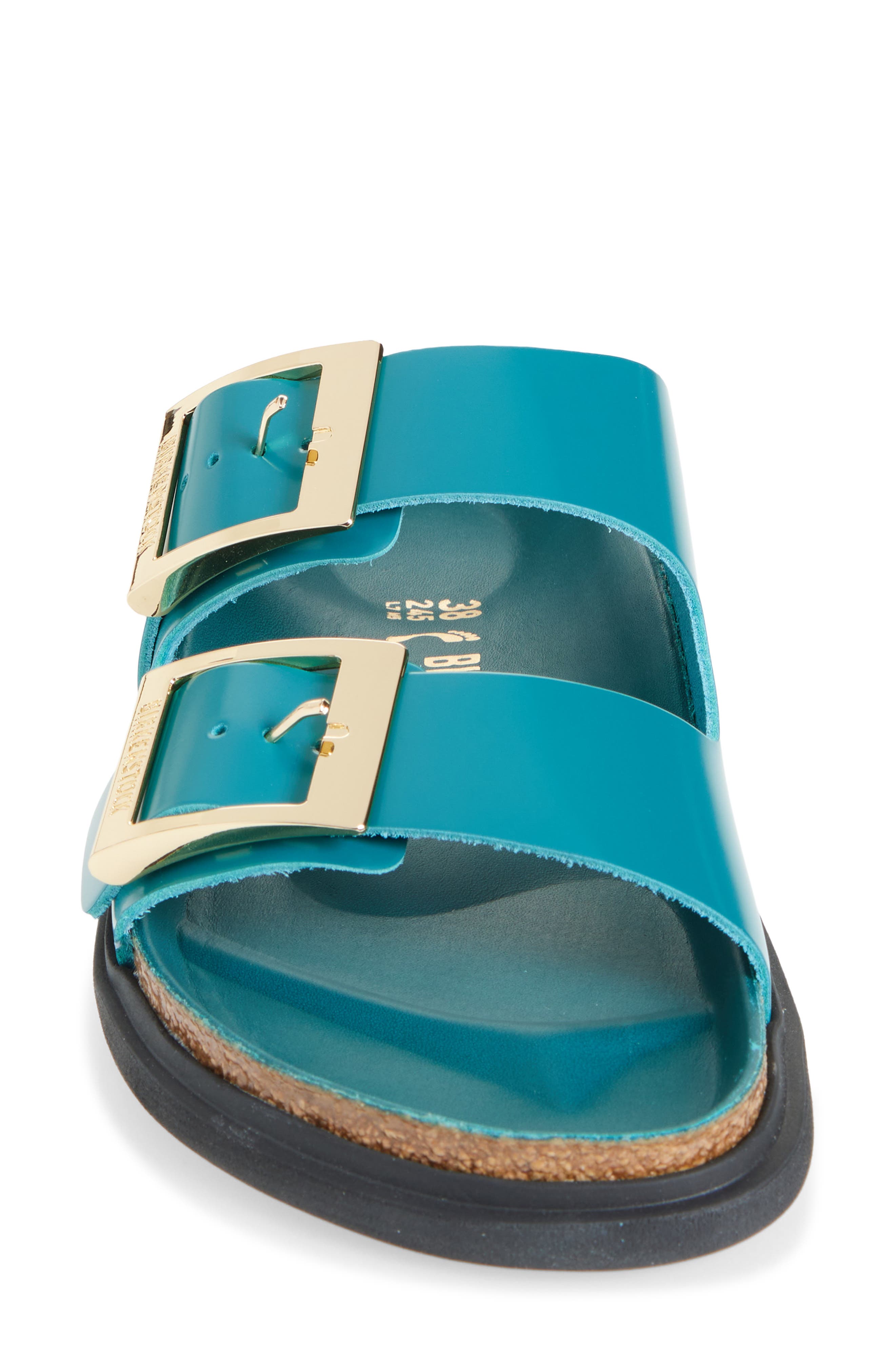 Birkenstock Arizona Droplet Buckle Slide Sandal, Alternate, color, High Shine Dark Teal