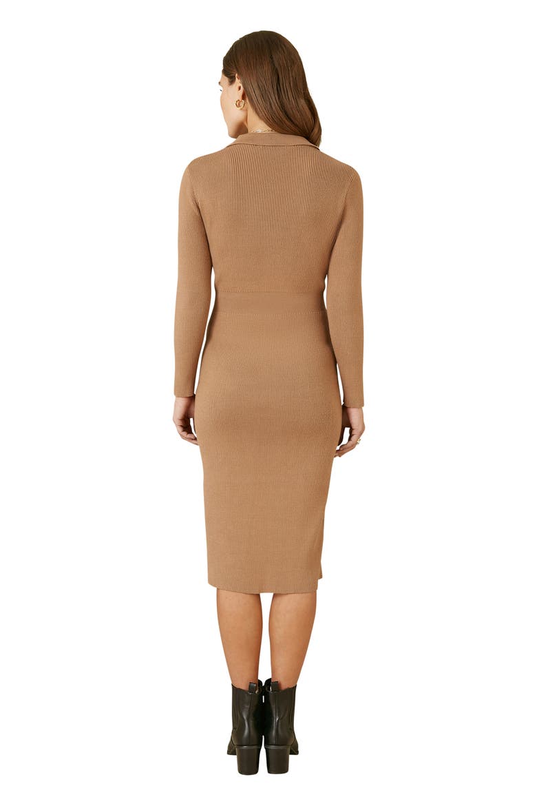 Knitted Button Detailed Midi Dress, Alternate, color, Brown