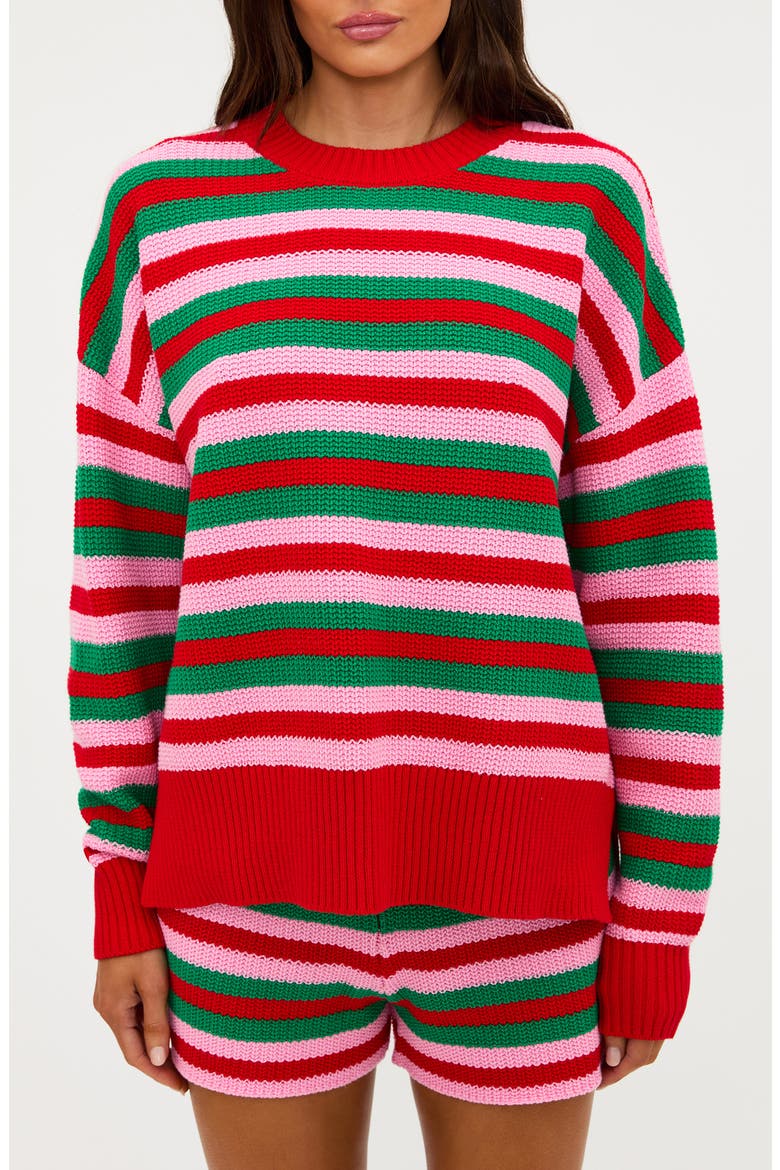 Callie Cotton Sweater, Alternate, color, RUBY STRIPE