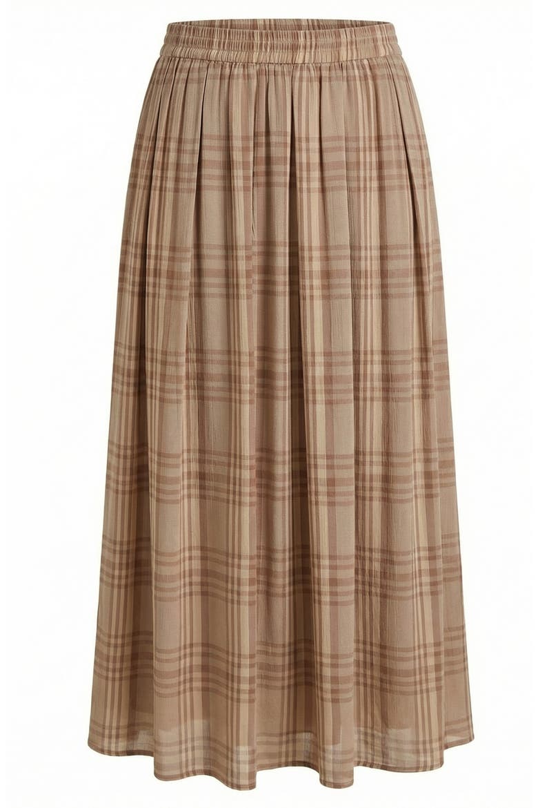 Plaid Pleated Pocket Skirt, Alternate, color, Tan / Beige Plaid