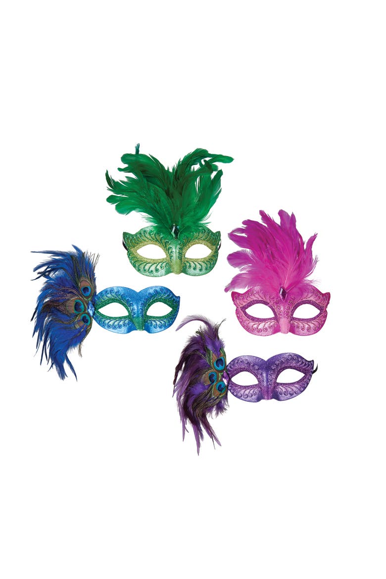 Pearlized Glamour Halloween Mask A/4, Main, color, Blue