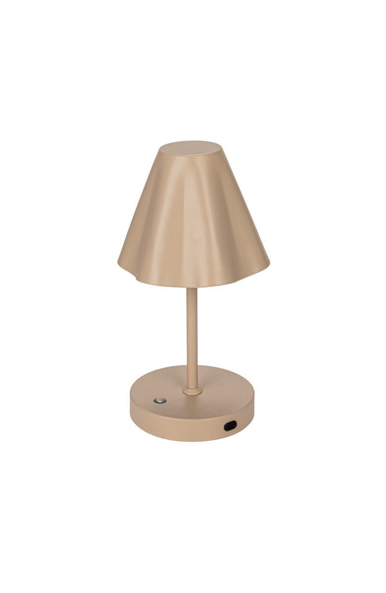 Storied Home Round Metal LED Rechargeable Table Lamp, Tan, Main, color, Cream