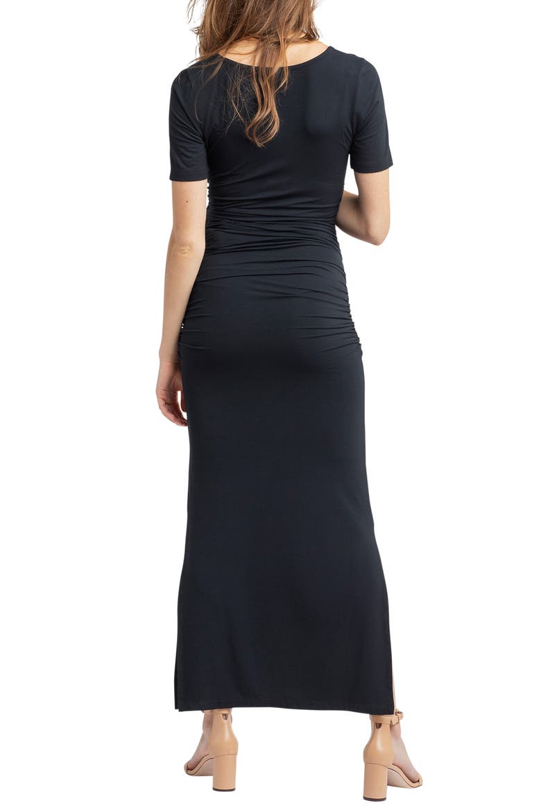 Hugo Maternity Maxi Dress, Alternate, color, BLACK