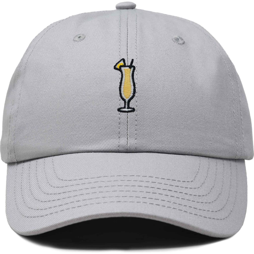 Dalix Pina Colada Embroidered Dad Cap In Gray