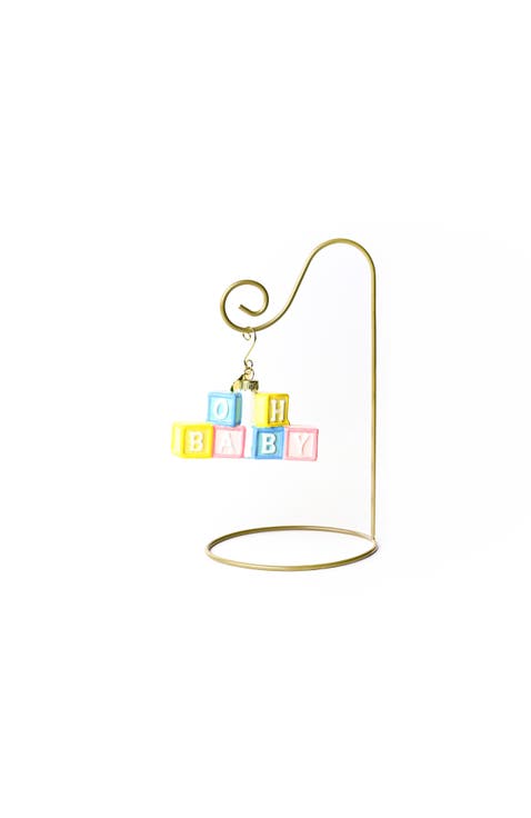 Oh Baby Blocks Shaped Ornament with Gold Stand