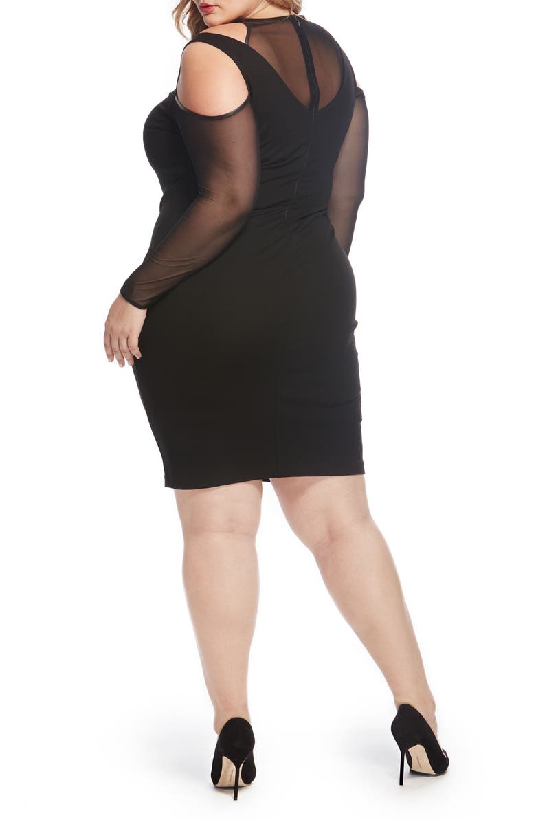 Rebel Wilson X Angels Peekaboo Mesh Ponte Dress, Alternate, color, 