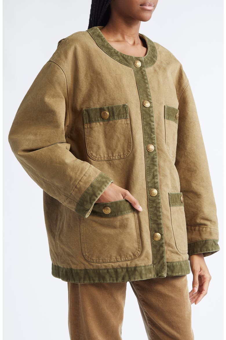 Corduroy Trimmed Chore Jacket, Alternate, color, DUSKY TAN BROWN