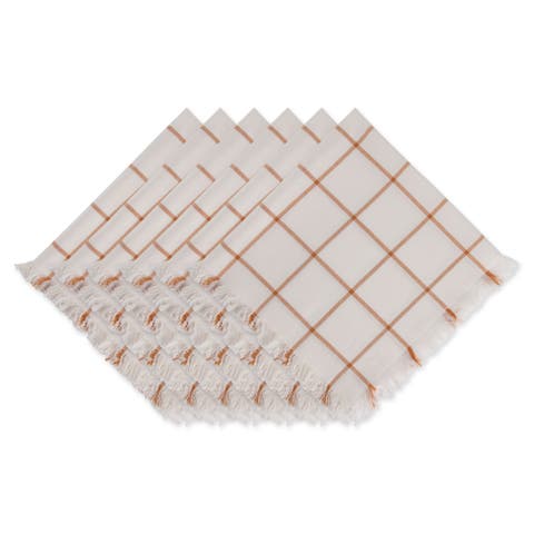 Honey Gold Check Fringed Napkin Set/6