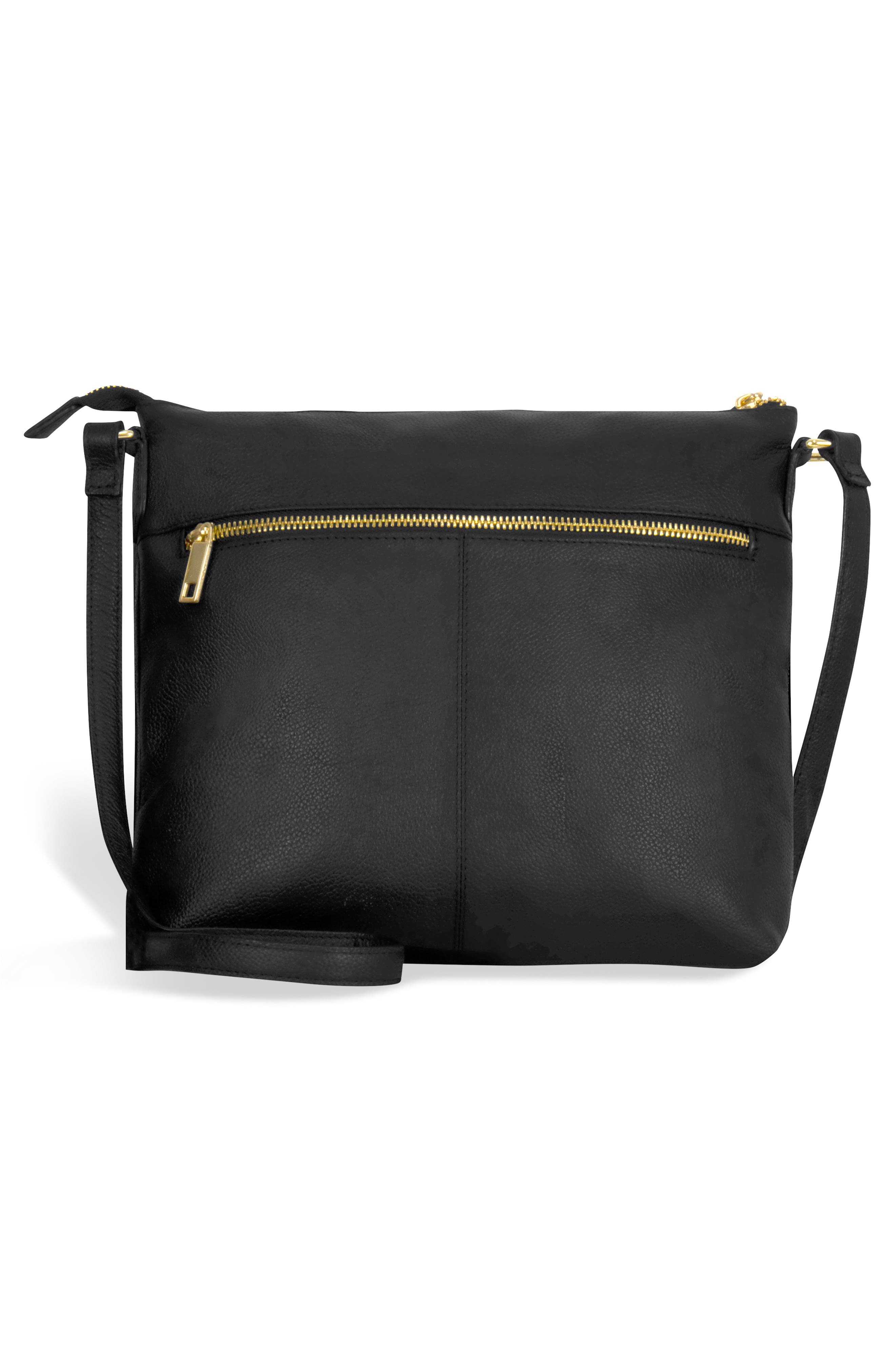 Leather Crossbody Bag, Alternate, color, BLACK