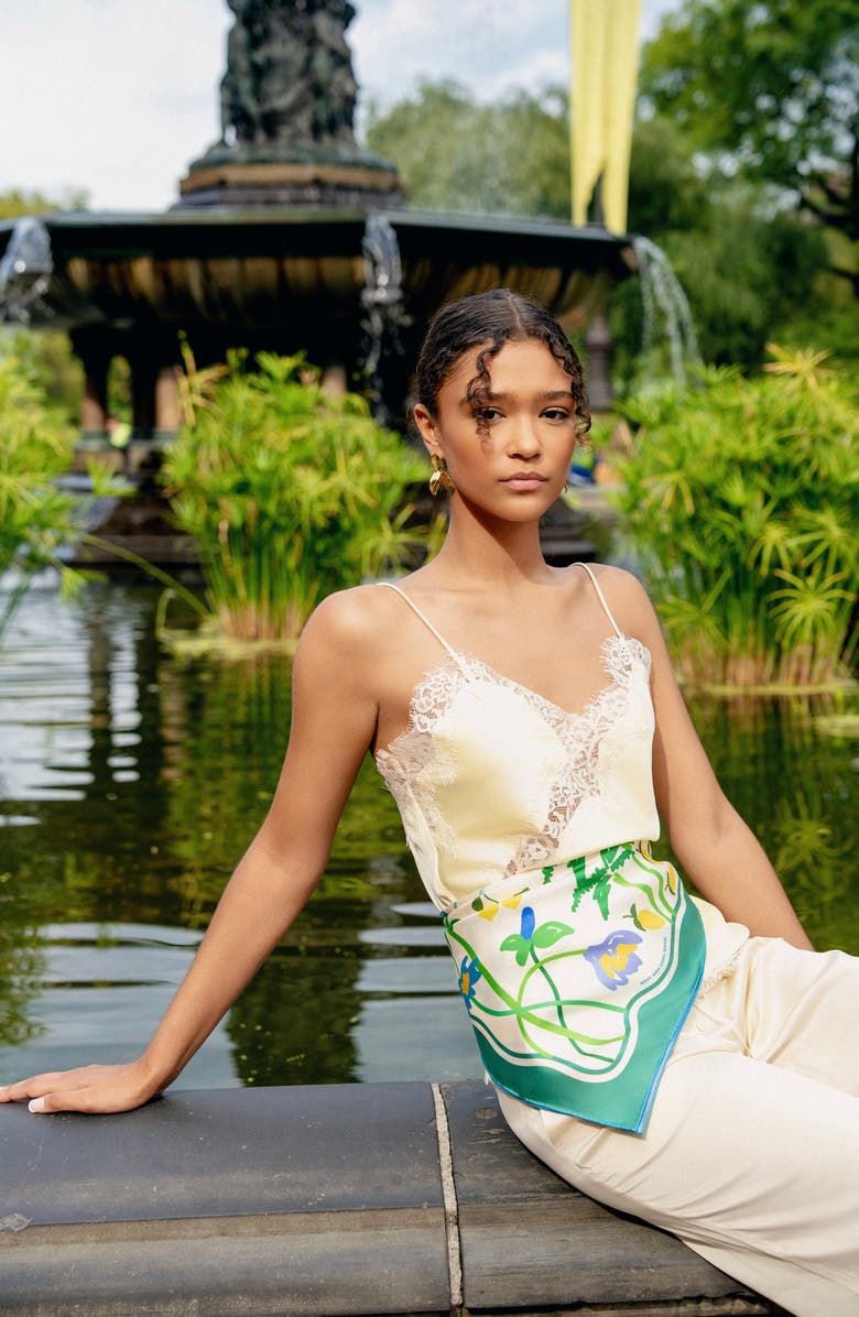 Jessie Zhao New York Capri Impression Double Sided Silk Scarf, Alternate, color, Blue