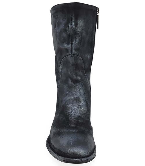 Madison Maison Suede Metallic Mid Calf Boot In Silver