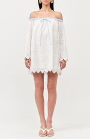 MAUDE CLUB Lisa Off the Shoulder Long Sleeve Cotton Eyelet Minidress