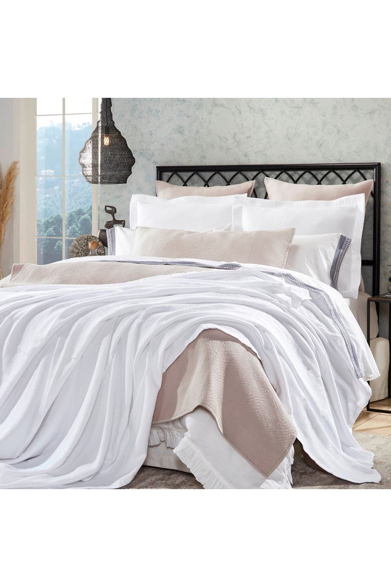 Riviera Chevron Cotton Blanket, Alternate, color, White