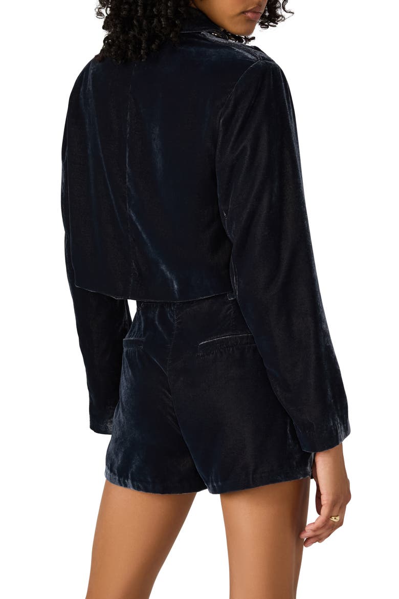 Tonia Velvet Crop Double Breasted Jacket, Alternate, color, INDIGO VELVET