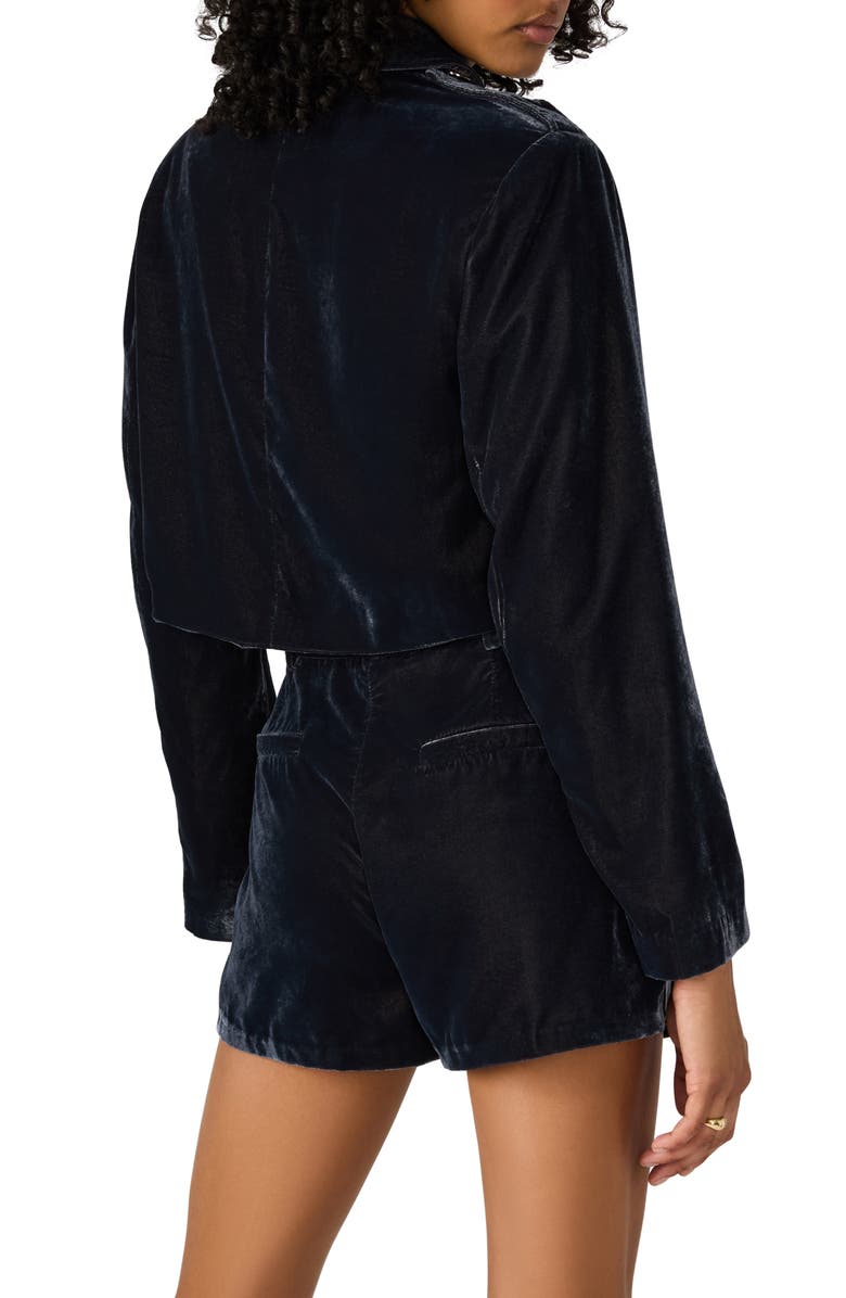 Steve Madden Tonia Velvet Crop Double Breasted Jacket, Alternate, color, Indigo Velvet