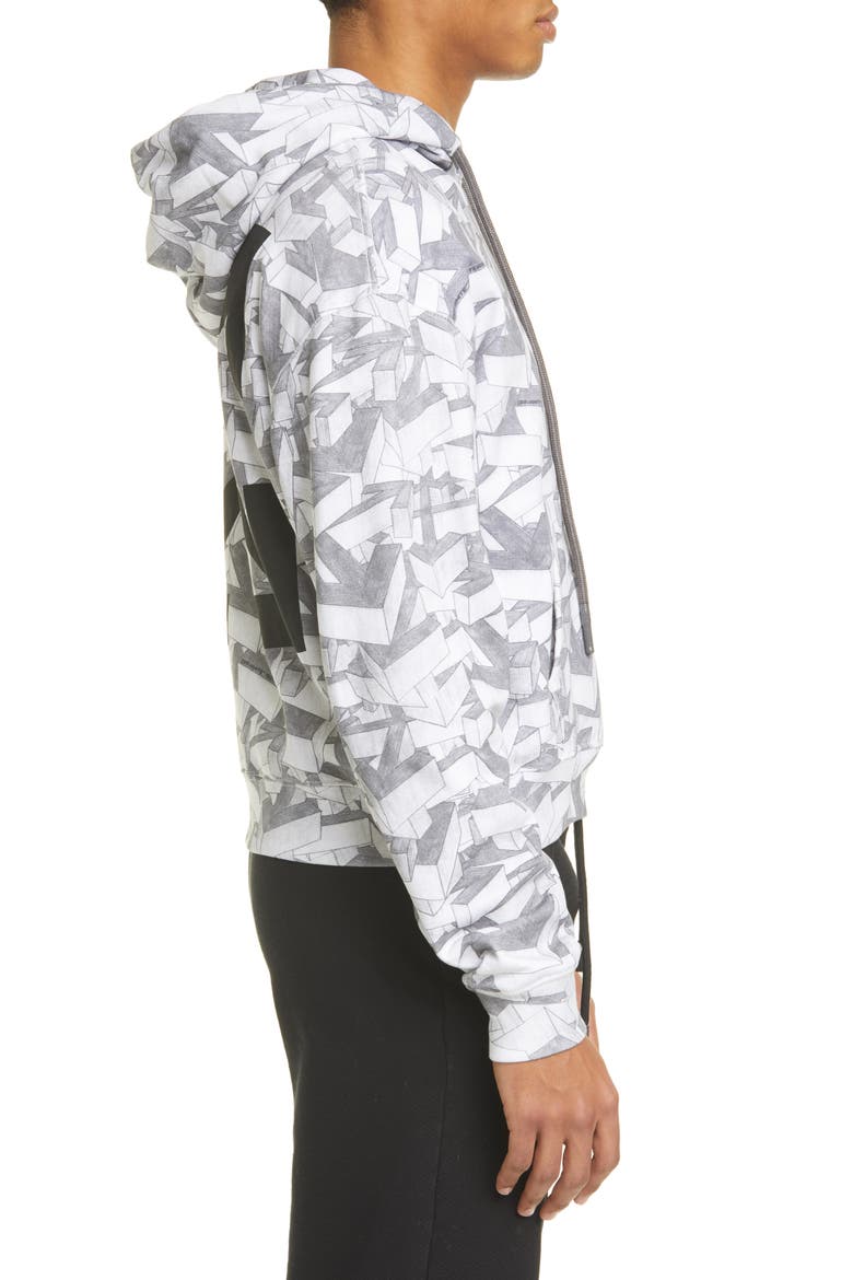 Arrows Print Cotton Hoodie, Alternate, color, ALL OVER BLACK