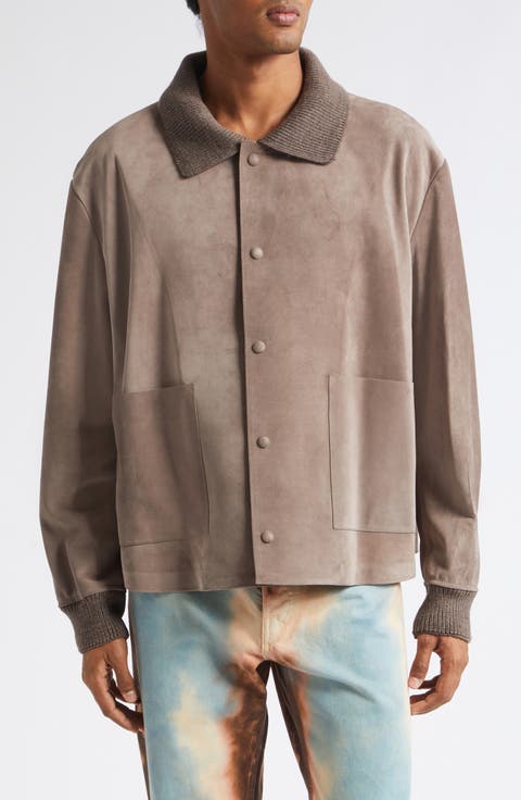Rib Collar Suede Jacket