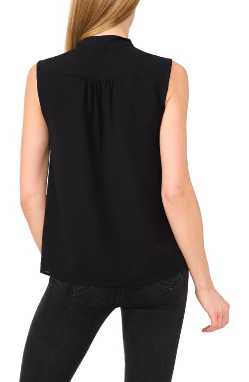 Cece Sleeveless Mandarin Collar Button-up Shirt In Black