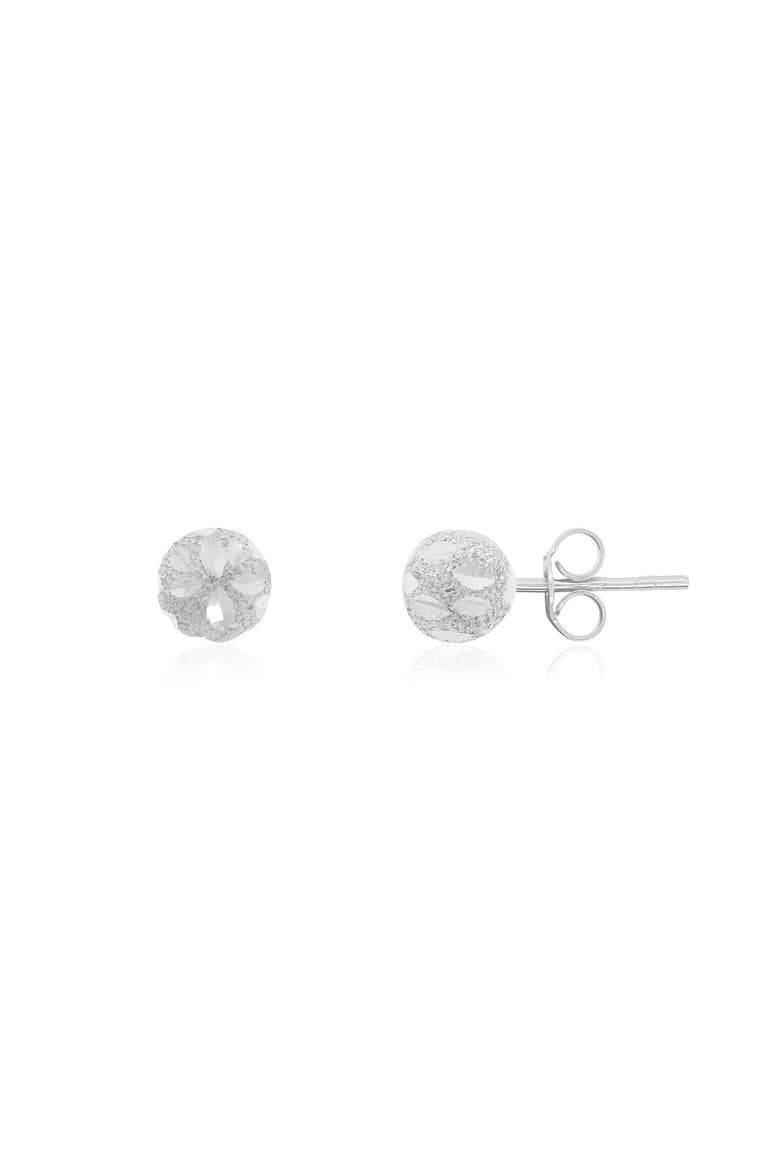 Sparkle Cut Ball Stud Earrings, Main, color, White Gold