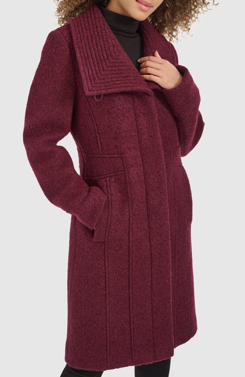 Kenneth Cole Women's Wing Collar Wool Blend Overcoat In Burgundy