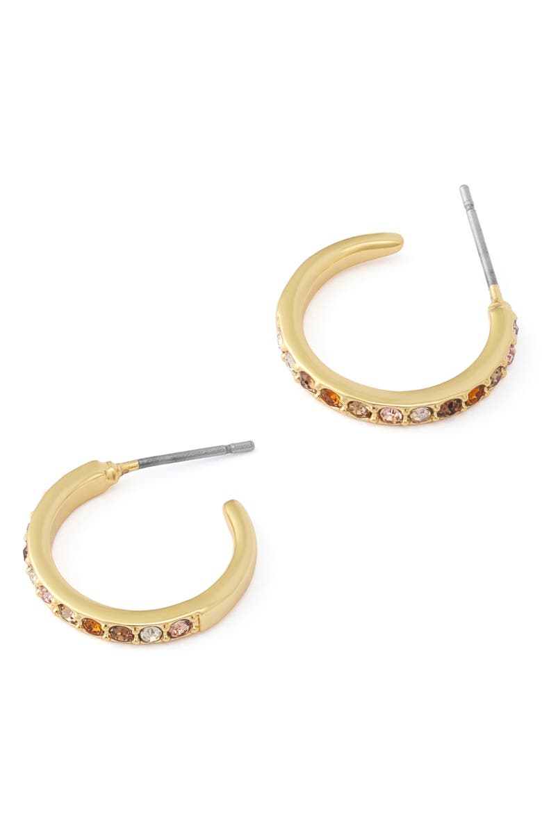 Kurt Geiger London Small Pavé Huggie Hoop Earrings, Alternate, color, Gold/ Neutral