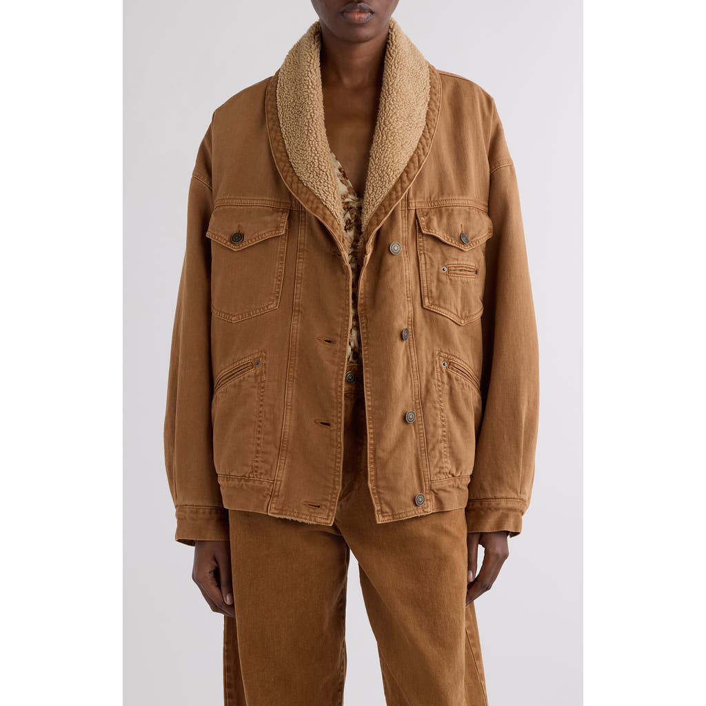 Isabel Marant Shearling Lined Jacket With Chest And Side Pockets In Brown