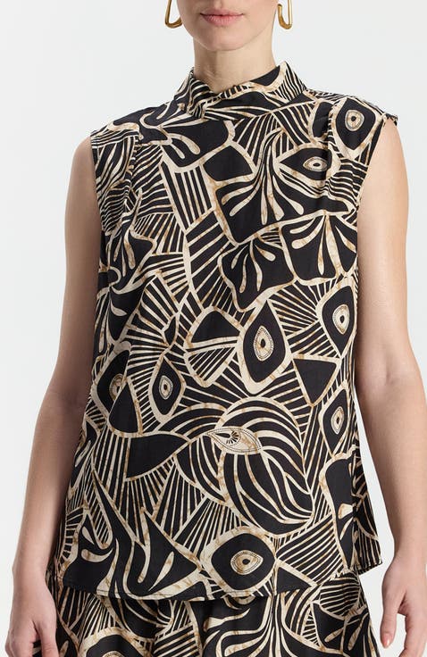Vered Graphic High Neckline Sleevelss Top