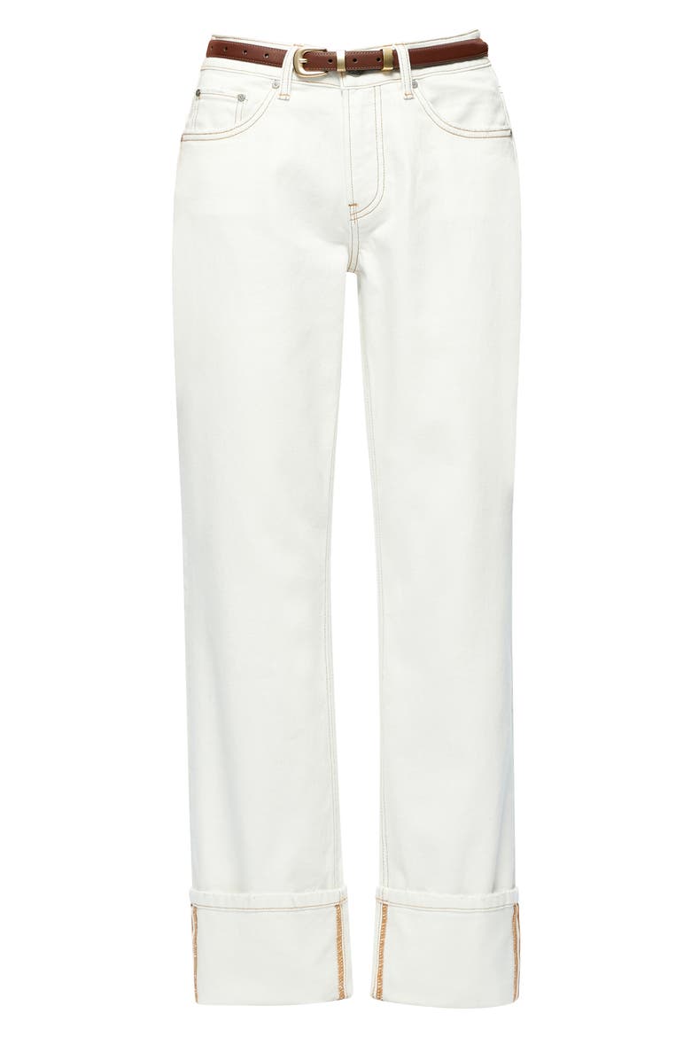 Michelle Deep Cuff Straight Jeans, Alternate, color, CREAM