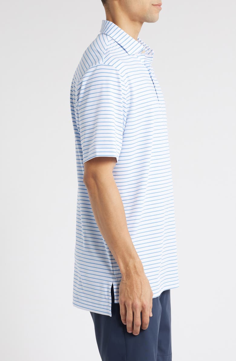 Peter Millar Dunnes Stripe Performance Jersey Polo, Alternate, color, White/ Cottage Blue
