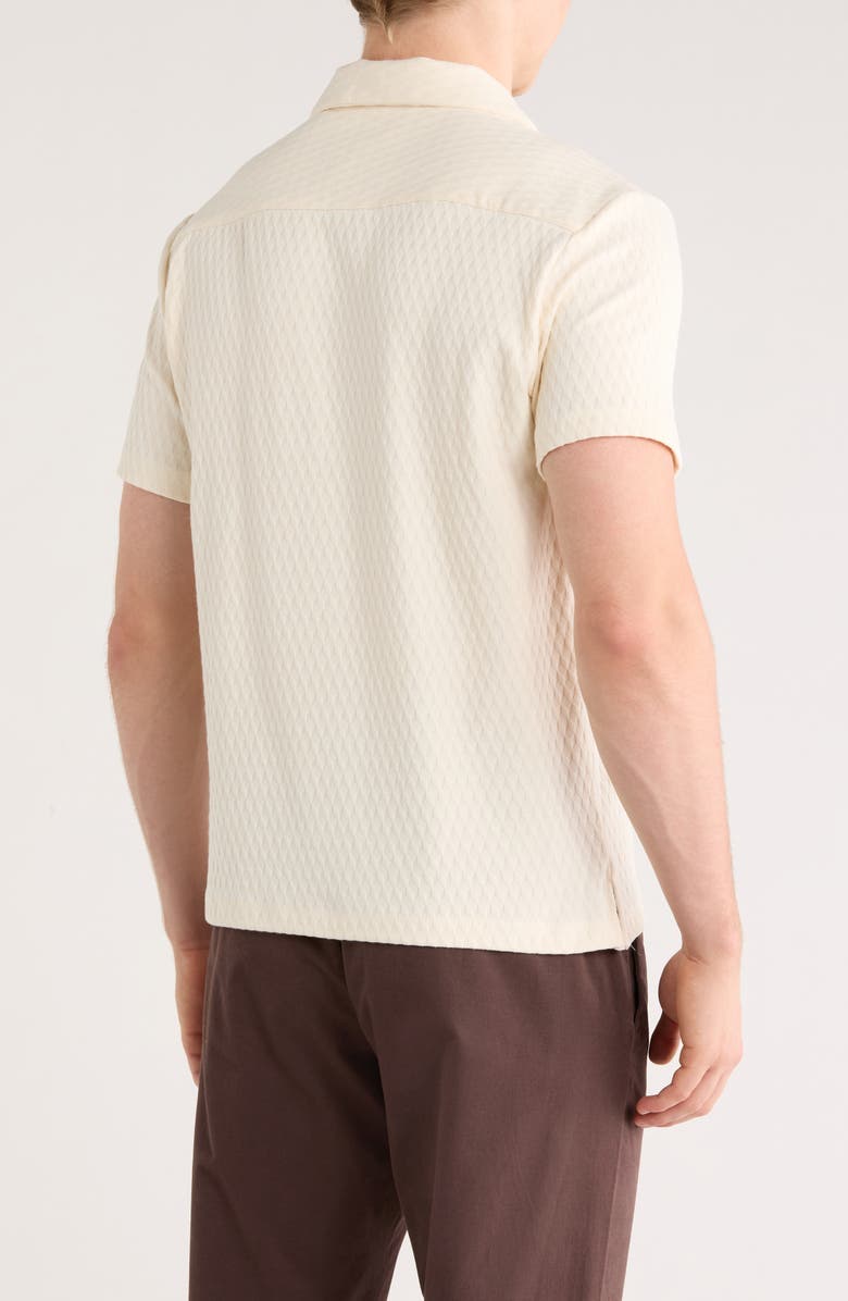 DENIM AND FLOWER Textured Short Sleeve Button-Up Shirt, Alternate, color, Cream