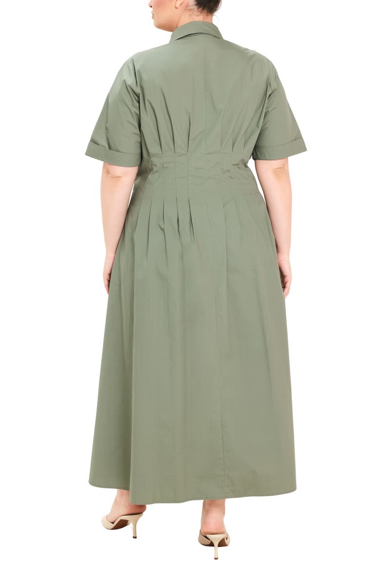 Button Down Midi Dress, Alternate, color, OLIVE
