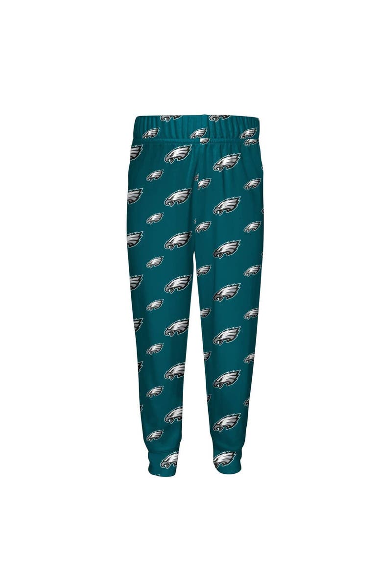 Outerstuff Youth Outerstuff Midnight Green Philadelphia Eagles All-Over-Print Long Sleeve T-Shirt and Pants Sleep Set, Alternate, color, 