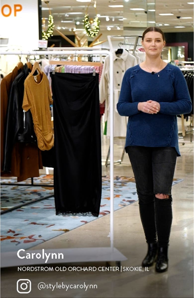 Ruby Lace Trim Satin Midi Skirt, sales video thumbnail