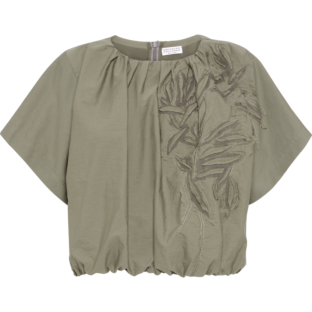 Brunello Cucinelli Herbarium-appliqué Blouse In Green