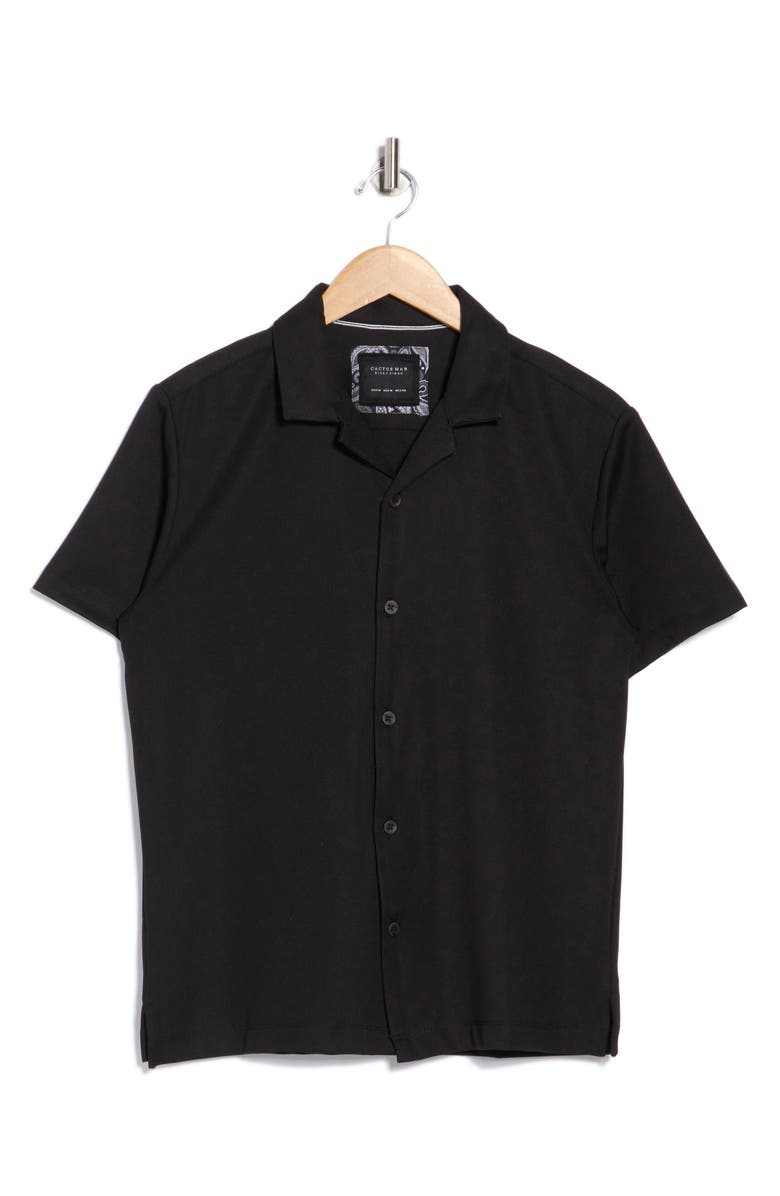 Cactus Man Textured Camp Shirt, Alternate, color, Black