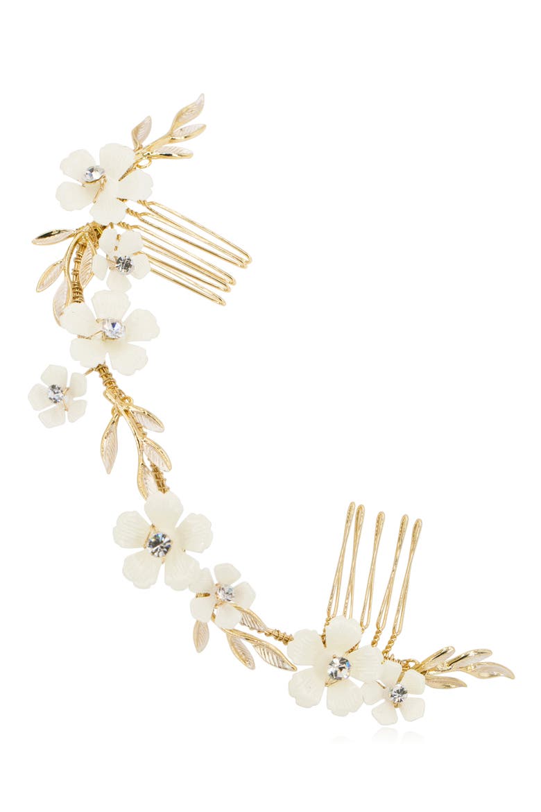Thisbe Floral Halo Comb, Alternate, color, GOLD