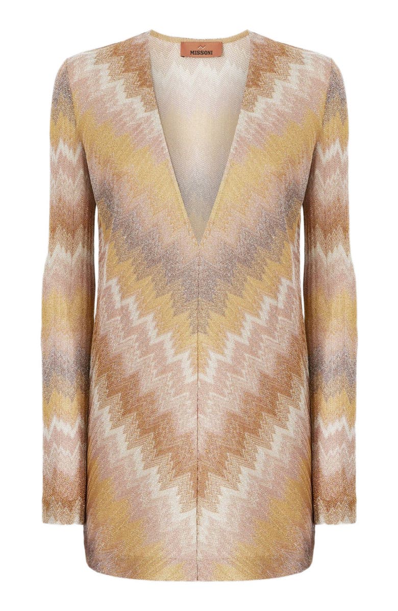 Missoni Long-sleeved Mini Dress In Ombre Lurex, Alternate, color, Multicoloured