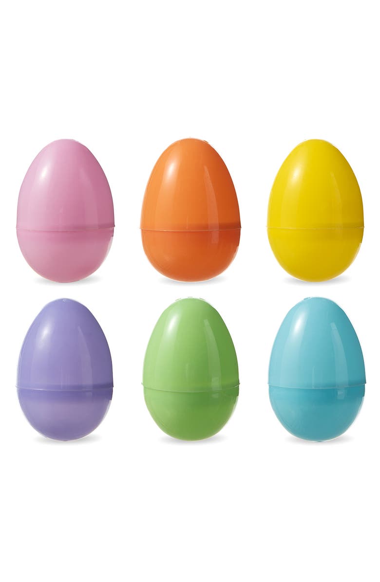 Glitzhome 60PK 3"H Easter Plastic Fillable Eggs in 6 Assorted Colors, 10 of Each, Main, color, Blue