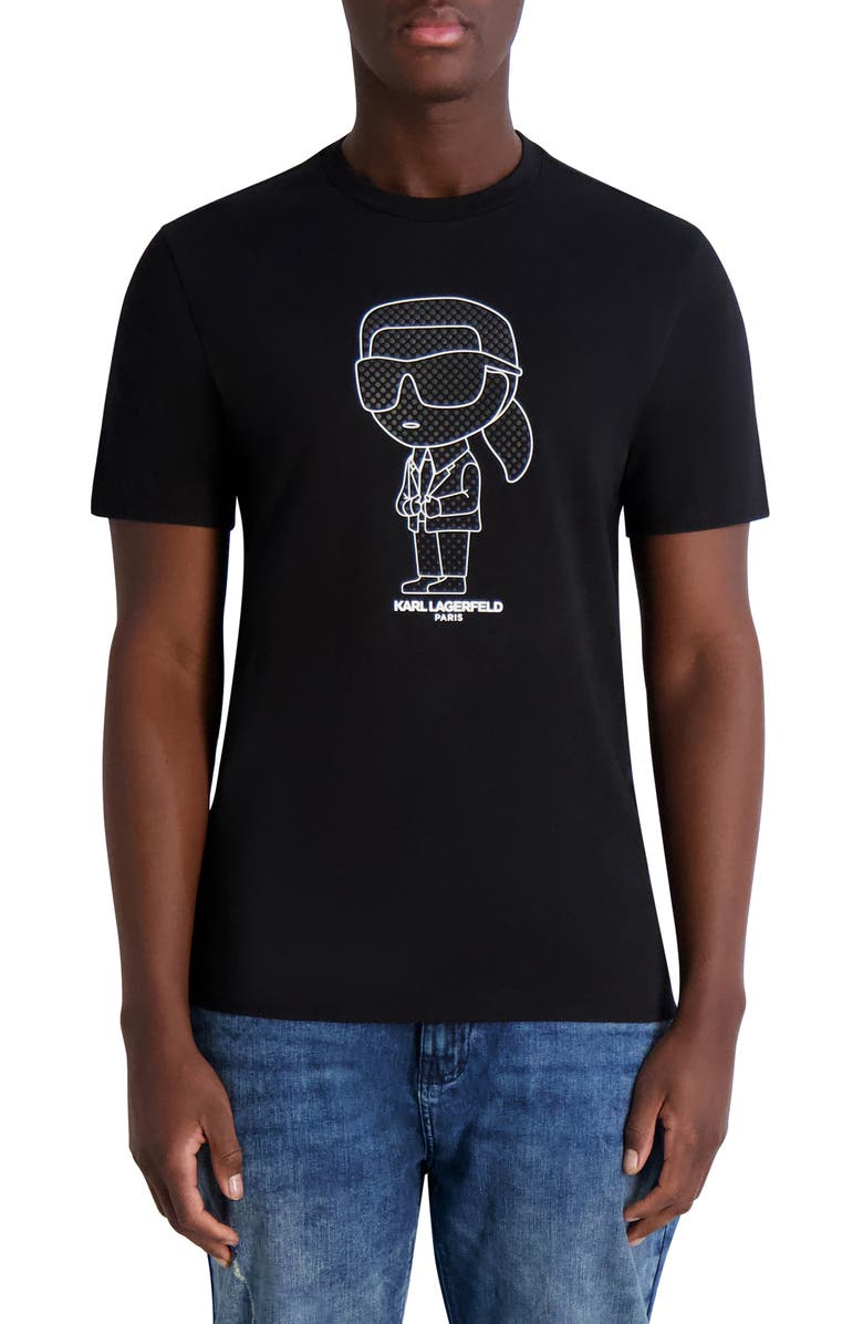 KARL LAGERFELD PARIS Rubberized Karl Cotton Graphic T-Shirt, Main, color, Black/ Navy