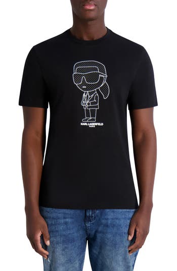 Karl Lagerfeld Paris Rubberized Karl Cotton Graphic T-shirt In Black/navy