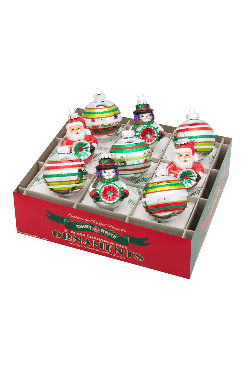 Holiday Splendor Set of 9 Glass Ornaments, Main, color, RED/ MULTI