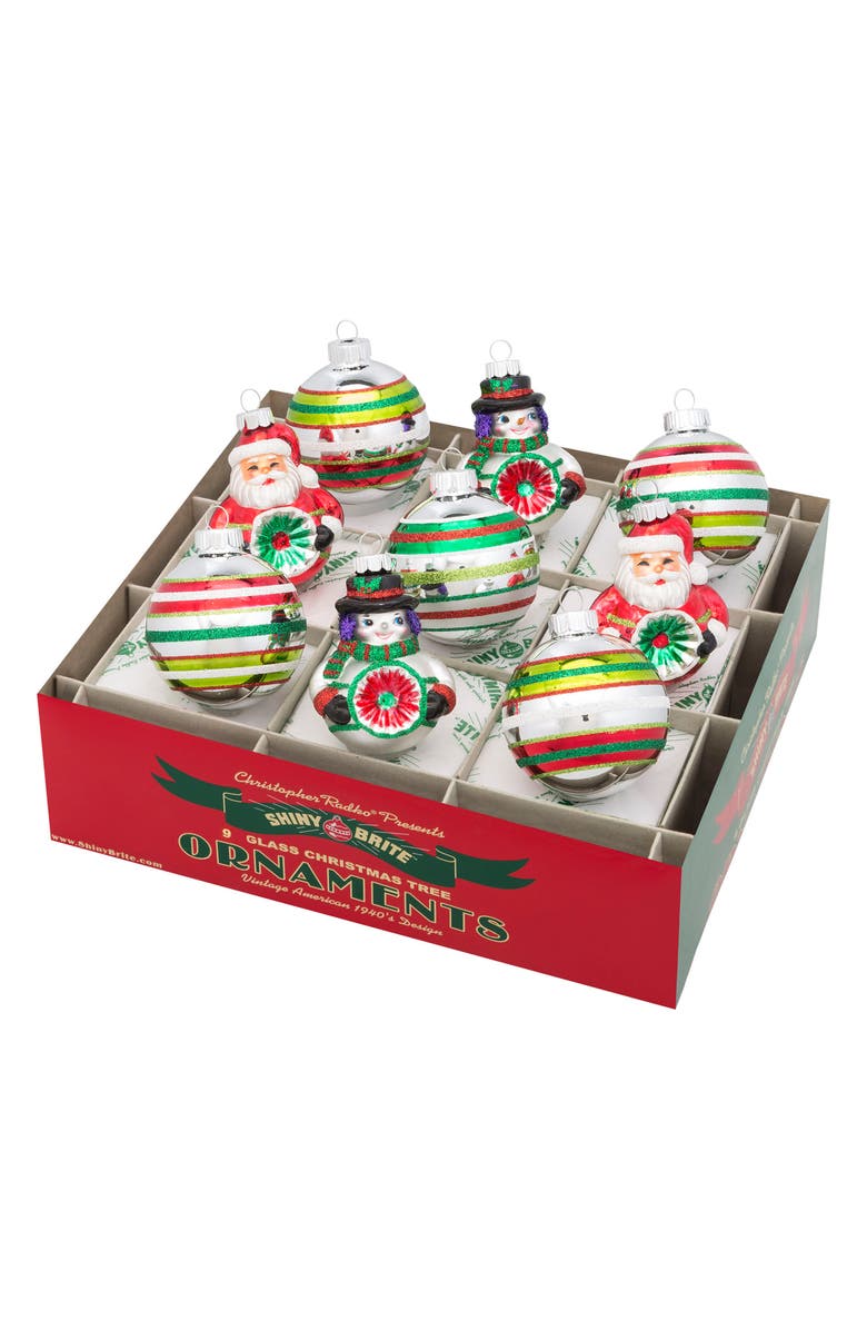 Christopher Radko Holiday Splendor Set of 9 Glass Ornaments, Main, color,