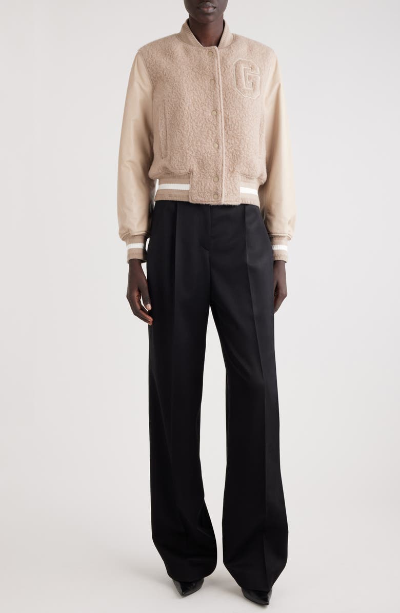 Givenchy Alpaca Blend & Leather Varsity Jacket, Alternate, color, 