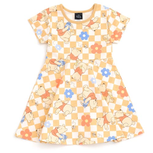 Disney Short Sleeve Skater Dress in Winnie The Pooh Yellow 